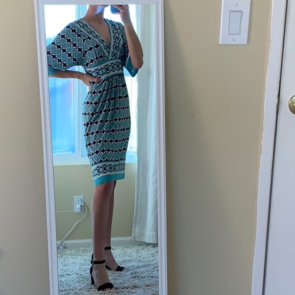 City Studio Teal and black tie-back dress